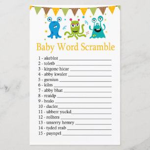 Papier Jeu de mots mêlés pour bébé Monstres Mignons