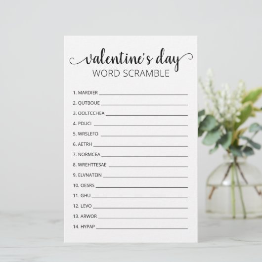 Papier Jeu de mots mêlés pour la Saint-Valentin jeu de fê (Debout devant)