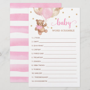 Papier Jeu de mots mêlés pour l'ours en peluche de la Bab