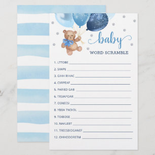 Papier Jeu de mots mêlés pour l'ours en peluche de la Bab