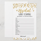Papier Jeu de mots mêlés pour mariage avec réponses (Devant / Derrière)