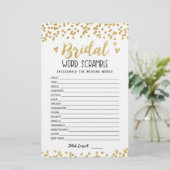 Papier Jeu de mots mêlés pour mariage avec réponses (Debout devant)