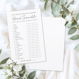 Papier Jeu de mots mêlés pour mariage Cérémonie de douche