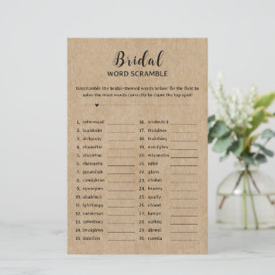Papier Jeu de mots mêlés pour une baby shower Rustique su
