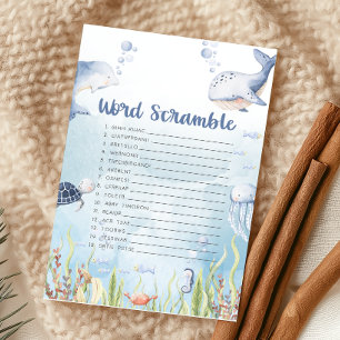 Papier Jeu de mots mêlés sous la mer pour Baby Shower