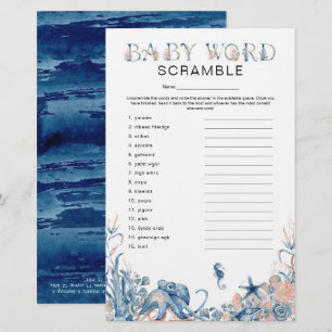 Papier Jeu de mots mêlés 'Sous la mer' pour une baby show