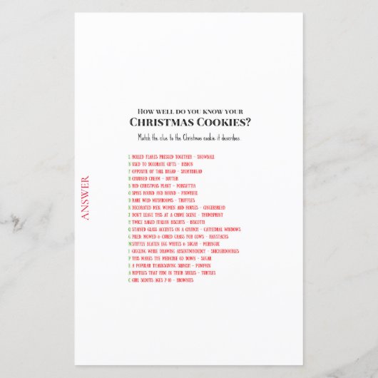 Papier Jeu de Noël familial IMPRIMÉ (Dos)