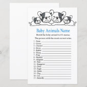 Papier Jeu de nom d'animaux bébé Bouledogue (Devant / Derrière)