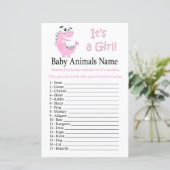Papier Jeu de nom d'animaux bébé dinosaure rose (Debout devant)