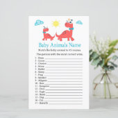 Papier Jeu de nom d'animaux bébé dinosaure rouge (Debout devant)