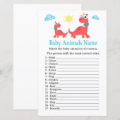 Papier Jeu de nom d'animaux bébé dinosaure rouge (Devant / Derrière)