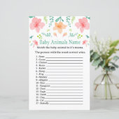 Papier Jeu de nom d'animaux bébé fleurs pastel (Debout devant)