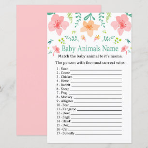 Papier Jeu de nom d'animaux bébé fleurs pastel