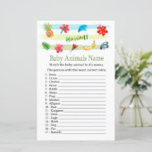 Papier Jeu de nom d'animaux bébé Hawaï (Debout devant)