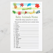 Papier Jeu de nom d'animaux bébé Hawaï (Devant)