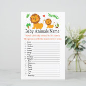 Papier Jeu de nom d'animaux bébé Lion (Debout devant)