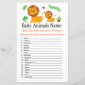 Papier Jeu de nom d'animaux bébé Lion (Devant)