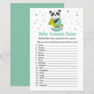 Papier Jeu de nom d'animaux bébé Panda