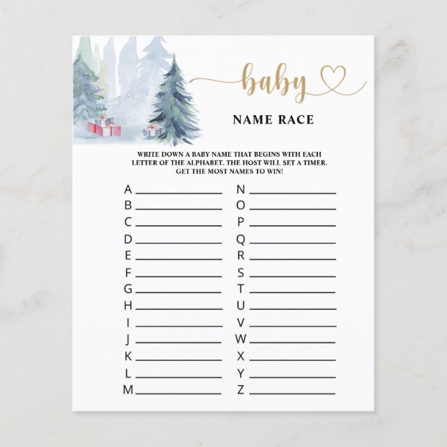 Papier jeu de nom de bébé d'hiver (Devant)