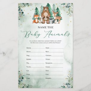 Papier Jeu de nom des bébés animaux bois verdure
