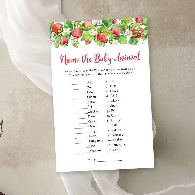 Papier Jeu de nommage de bébé animal à la fraise (Créateur téléchargé)