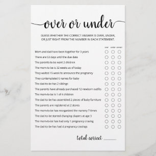 Papier Jeu de partie sur ou sous jeu Baby shower partie