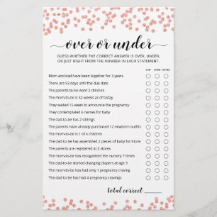 Papier Jeu de partie sur ou sous jeu Baby shower partie