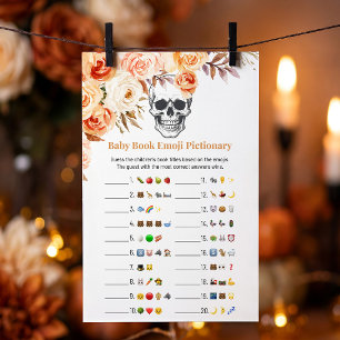 Papier Jeu de Pictionary d'émoji de crâne floral Hallowee