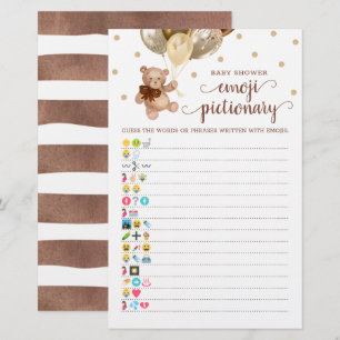 Papier Jeu de Pictionary Emoji Baby Shower Thème Ours en