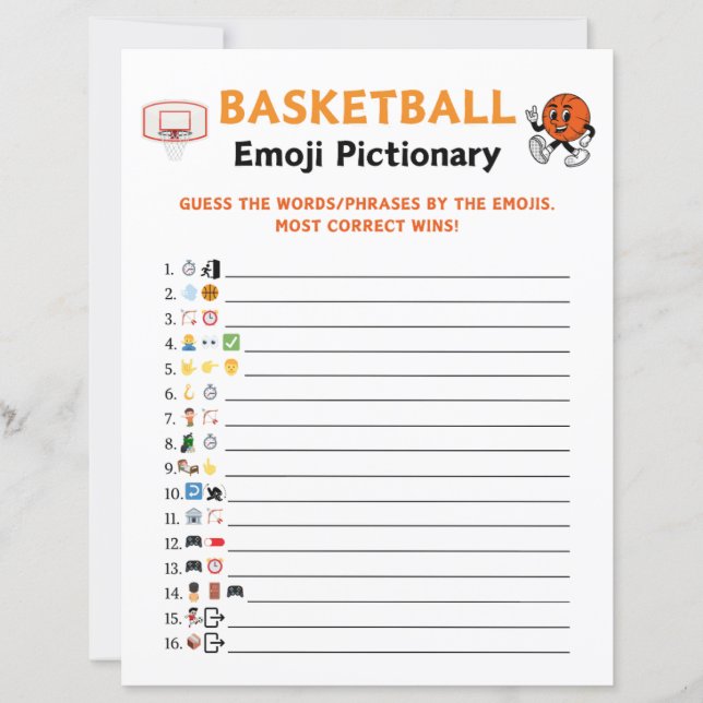 Papier Jeu de Pictionary Emoji Basketball (Devant)