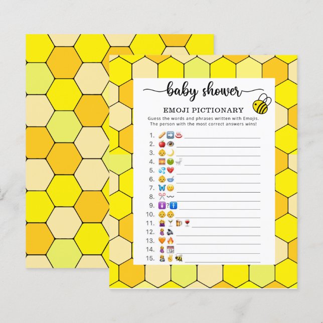 Papier Jeu de pictionary emoji pour bébé Little Bee (Devant / Derrière)