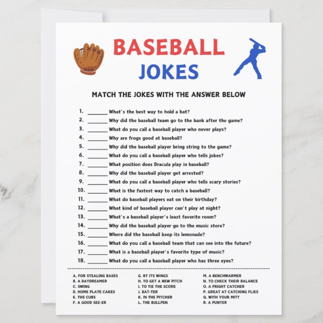 Papier Jeu de plaisanteries de baseball (Devant)
