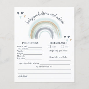 Papier Jeu de prédiction Baby Shower Blue Boho Rainbow