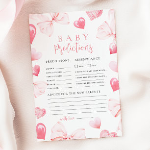 Papier Jeu de prédiction de Baby Shower avec un nœud rose