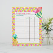 Papier Jeu de prédiction de baby shower - Fruity Tropical (Debout devant)