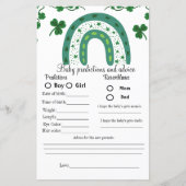 Papier jeu de prédiction de baby shower pour bébé St Patr (Devant)