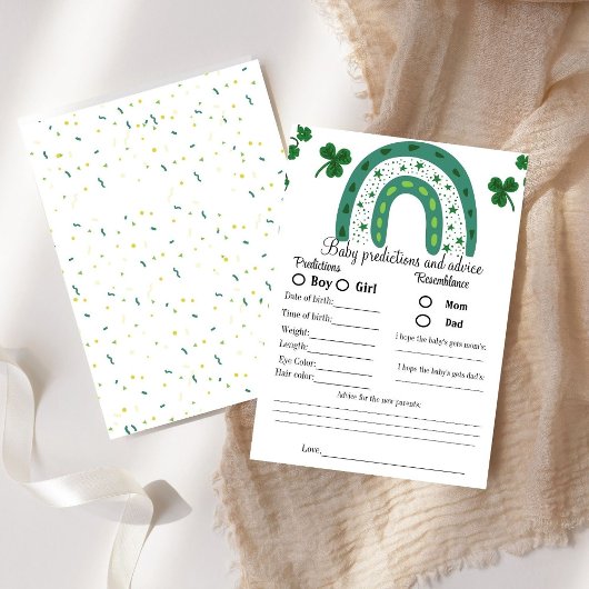 Papier jeu de prédiction de baby shower pour bébé St Patr