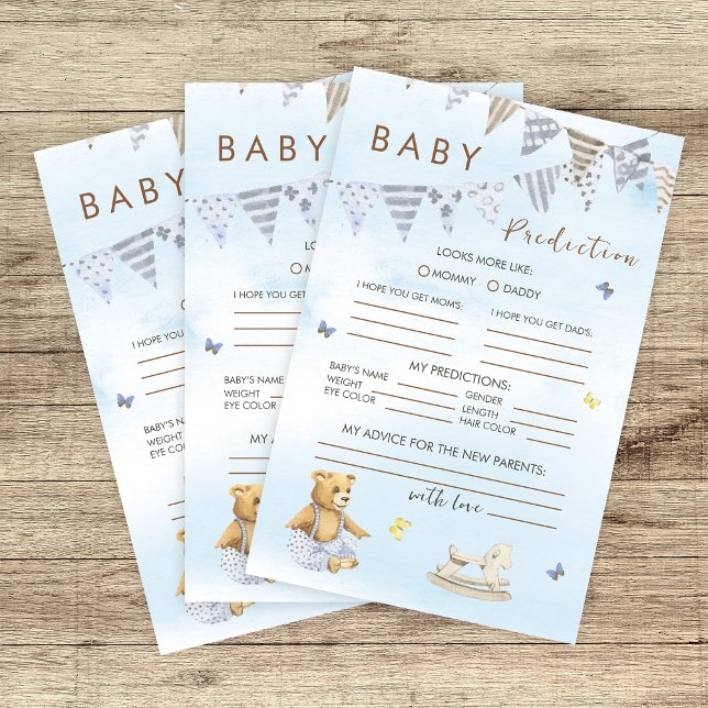 Papier Jeu de prédiction de l'ours à Bunet bleu doux (Créateur téléchargé)