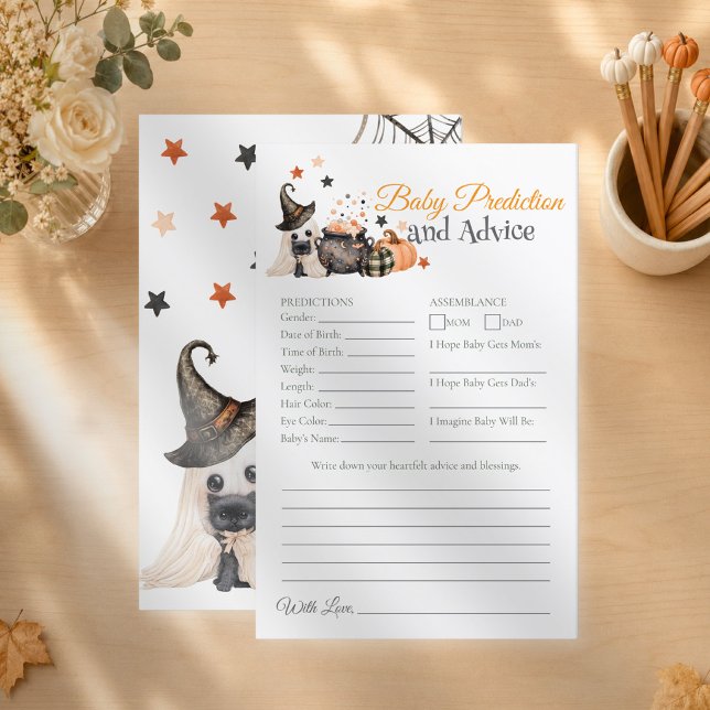 Papier Jeu de prédiction et de conseils pour bébé Hallowe (Baby Prediction and Advice Halloween Game)