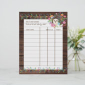 Papier Jeu de prédiction pour Baby Shower - Fleurs de hér (Debout devant)