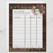 Papier Jeu de prédiction pour Baby Shower - Fleurs de hér (Devant / Derrière)