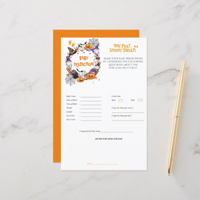 Papier Jeu de prédiction sucrée Éffrayante Halloween Tiny (Devant/Arrière en situation)