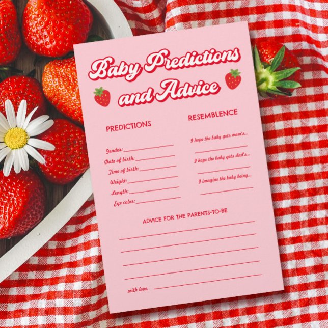 Papier Jeu de prédictions de Baby shower de fraise (Créateur téléchargé)