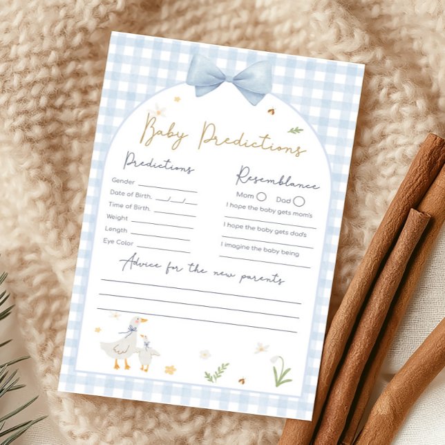 Papier Jeu de prédictions de douche pour un petit canard  (silly Goose Baby Shower Game)