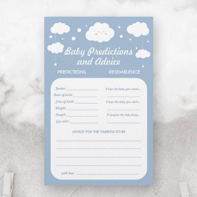 Papier Jeu de prédictions du Baby shower Blue Cloud (Créateur téléchargé)