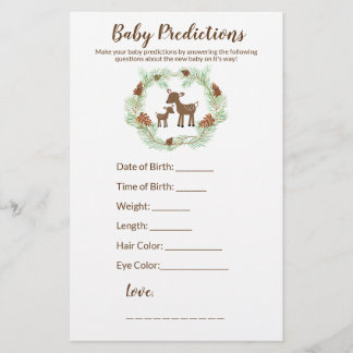 Papier Jeu de prédictions du Baby shower de cerfs de bois
