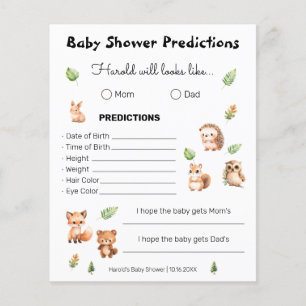 Papier Jeu de prédictions du Baby shower pour garçon Wood