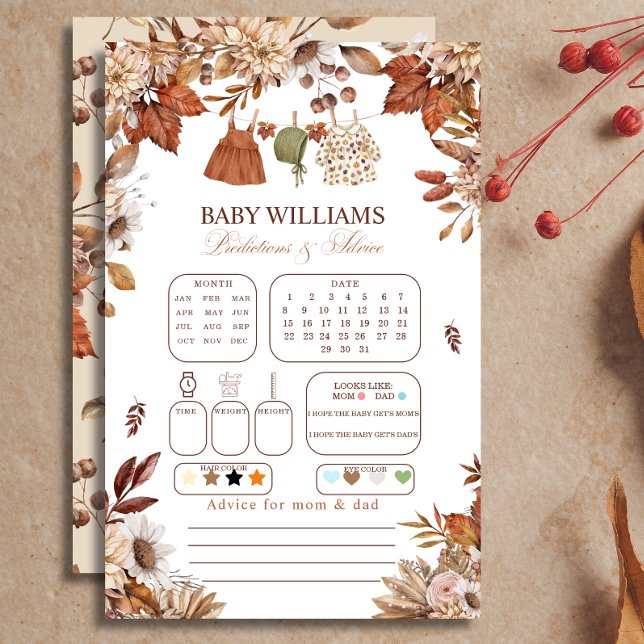 Papier Jeu de Prédictions et Conseils pour Bébé d'Automne (Créateur téléchargé)