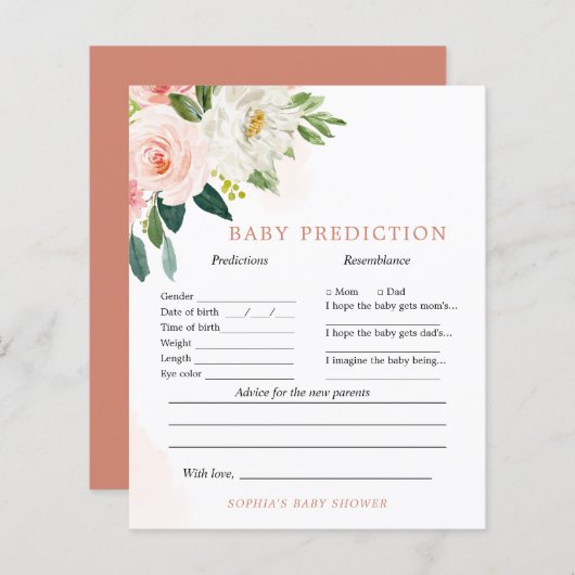Papier Jeu de prédictions et conseils pour bébé rose pâle (Devant / Derrière)