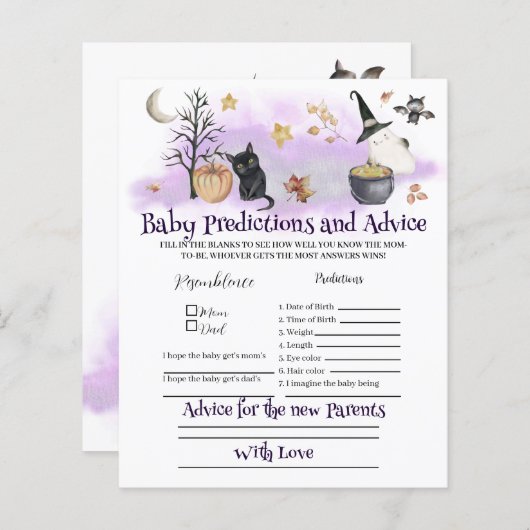 Papier Jeu de prédictions et conseils pour bébés (Devant / Derrière)